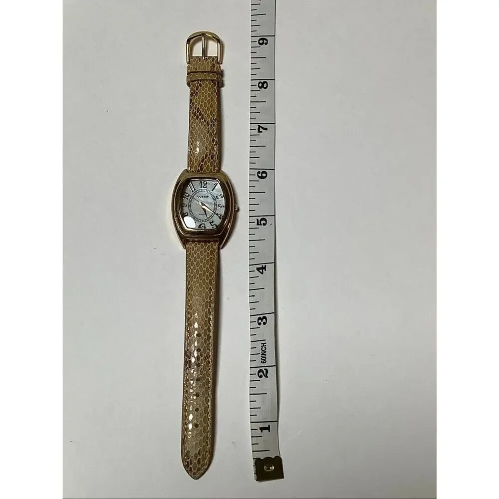 Gossip Women's Gold Tone Brown Snakeskin Leather Strap Quartz Watch Retro F16-6